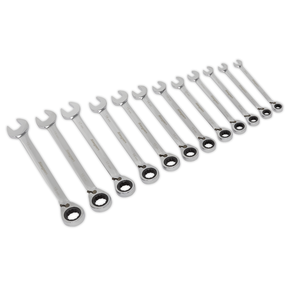 Siegen Reversible Combination Ratchet Spanner Set 12pc