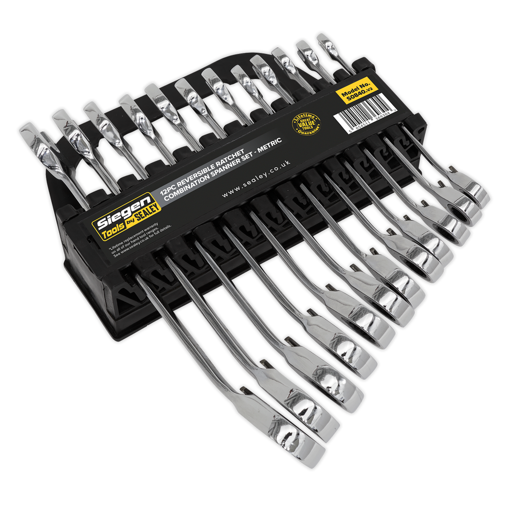 Siegen Reversible Combination Ratchet Spanner Set 12pc