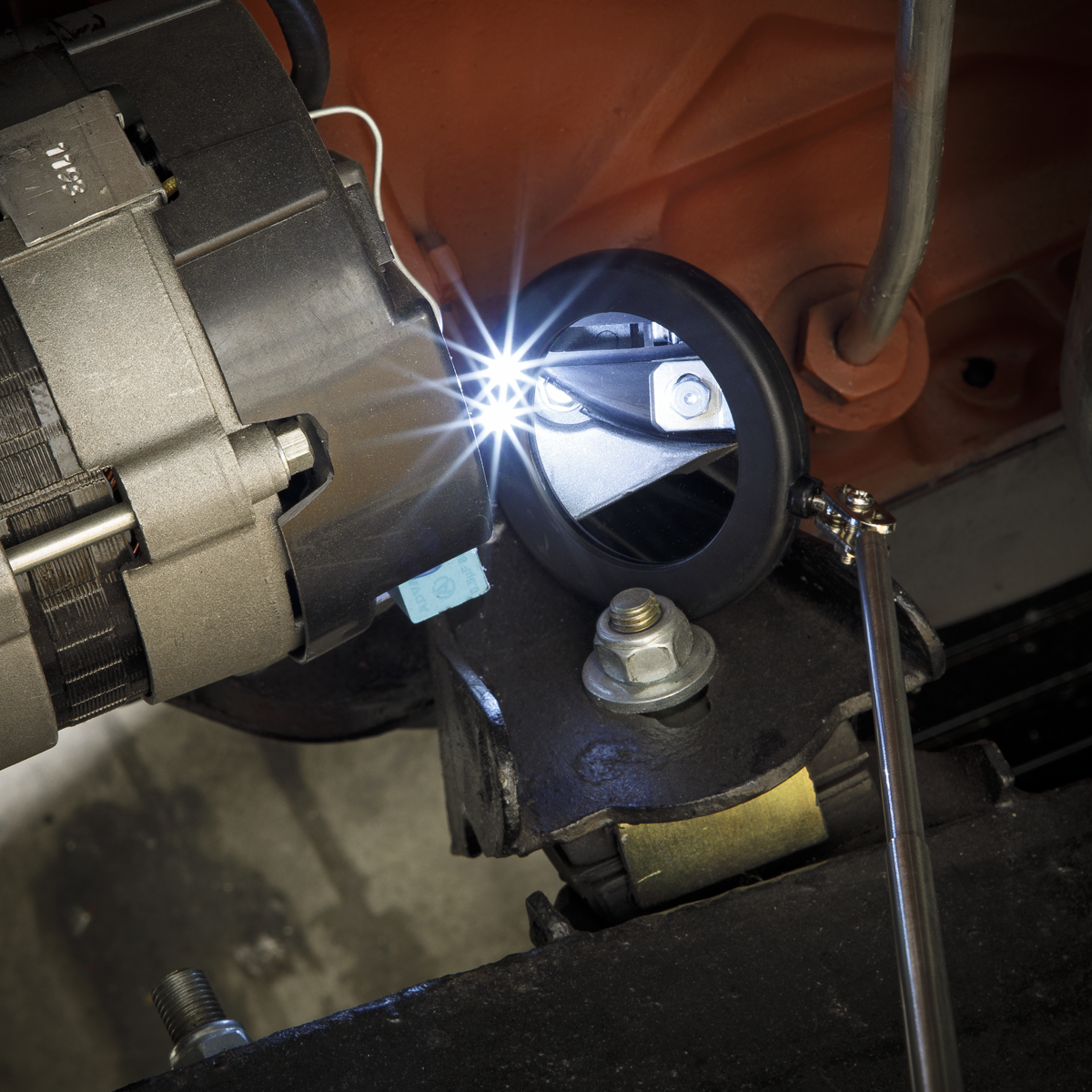 Siegen Telescopic Inspection Mirror with LED 75mm