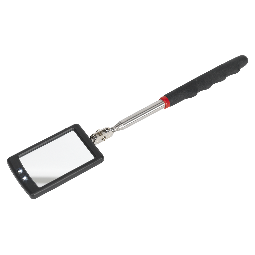 Siegen Telescopic Inspection Mirror with 2 LEDs 52 x 83mm