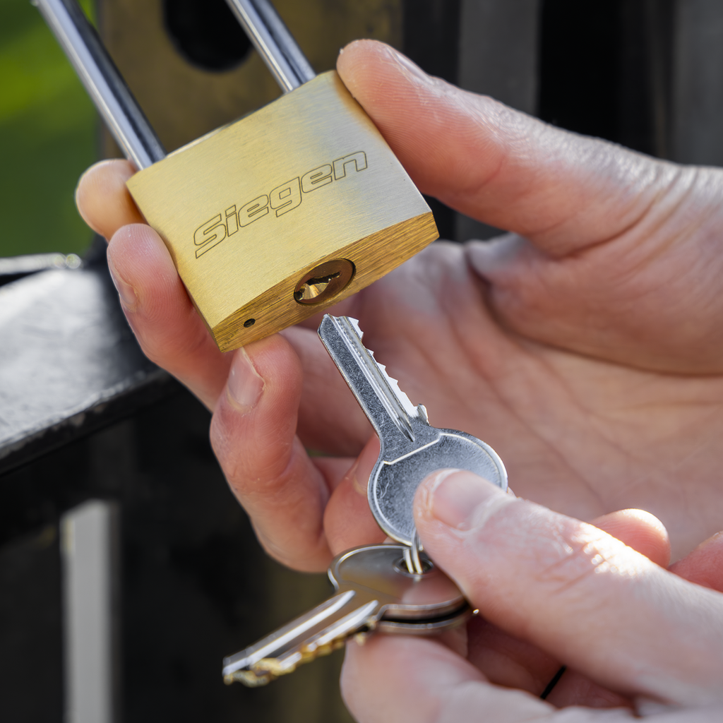 Siegen Brass Body Padlock with Brass Cylinder Long Shackle 4