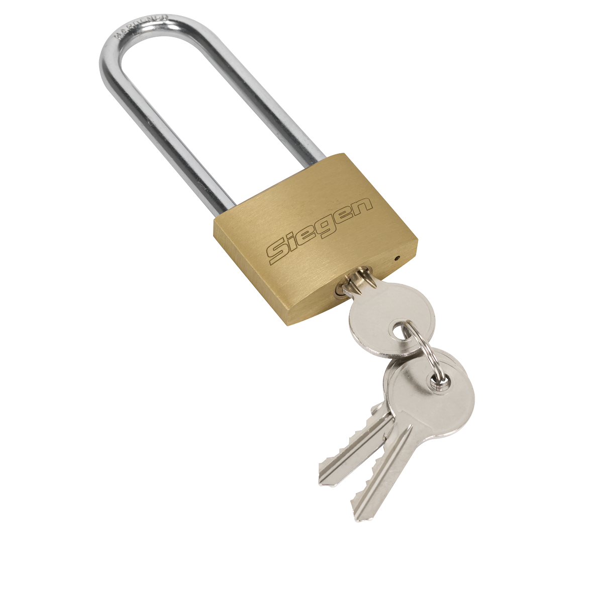 Siegen Brass Body Padlock with Brass Cylinder Long Shackle 4