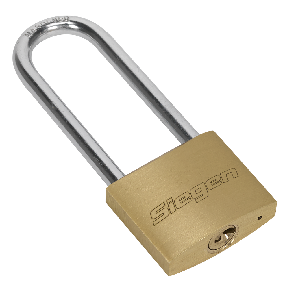 Siegen Brass Body Padlock with Brass Cylinder Long Shackle 4