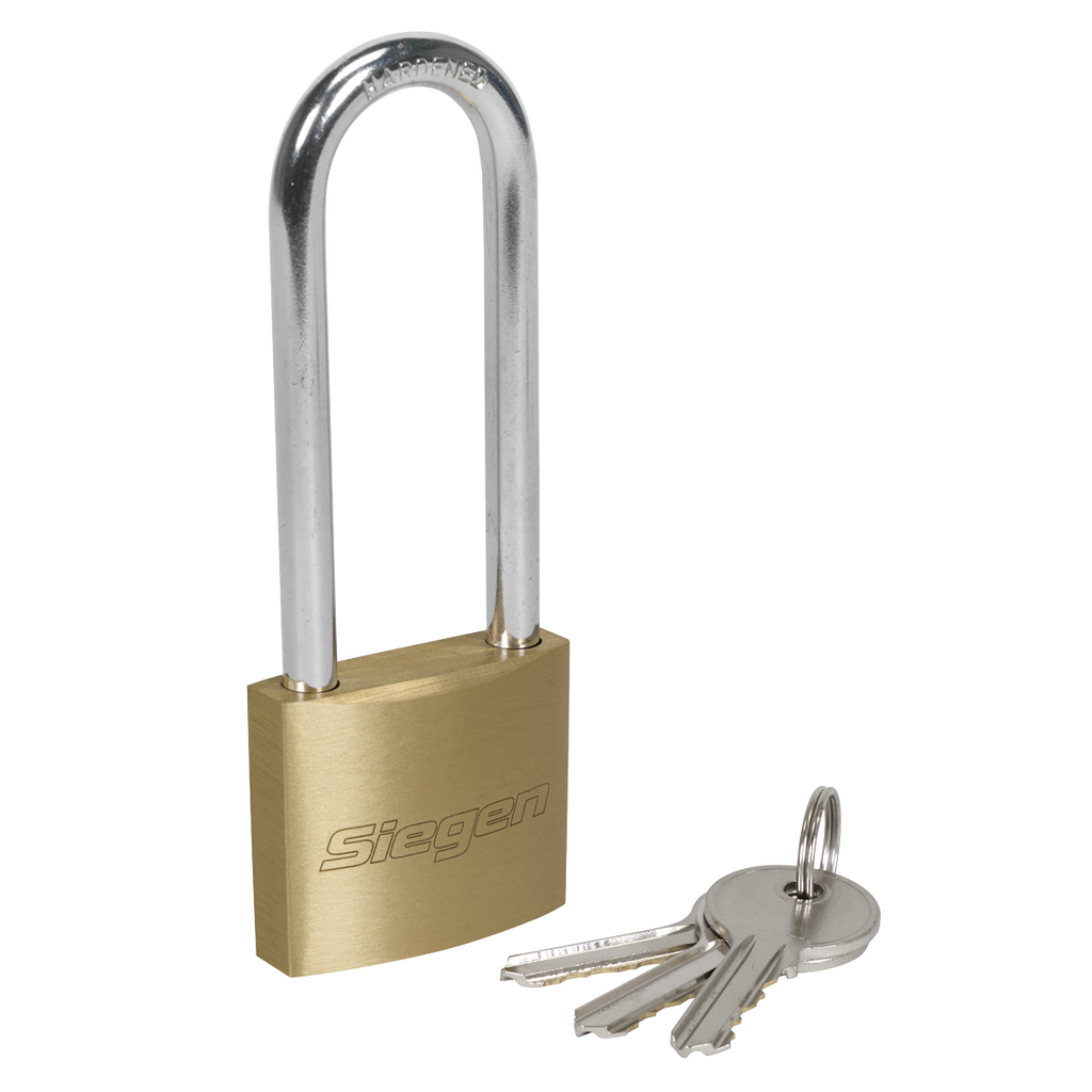 Siegen Brass Body Padlock with Brass Cylinder Long Shackle 4
