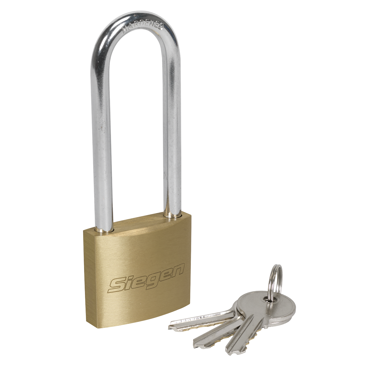 Siegen Brass Body Padlock with Brass Cylinder Long Shackle 4