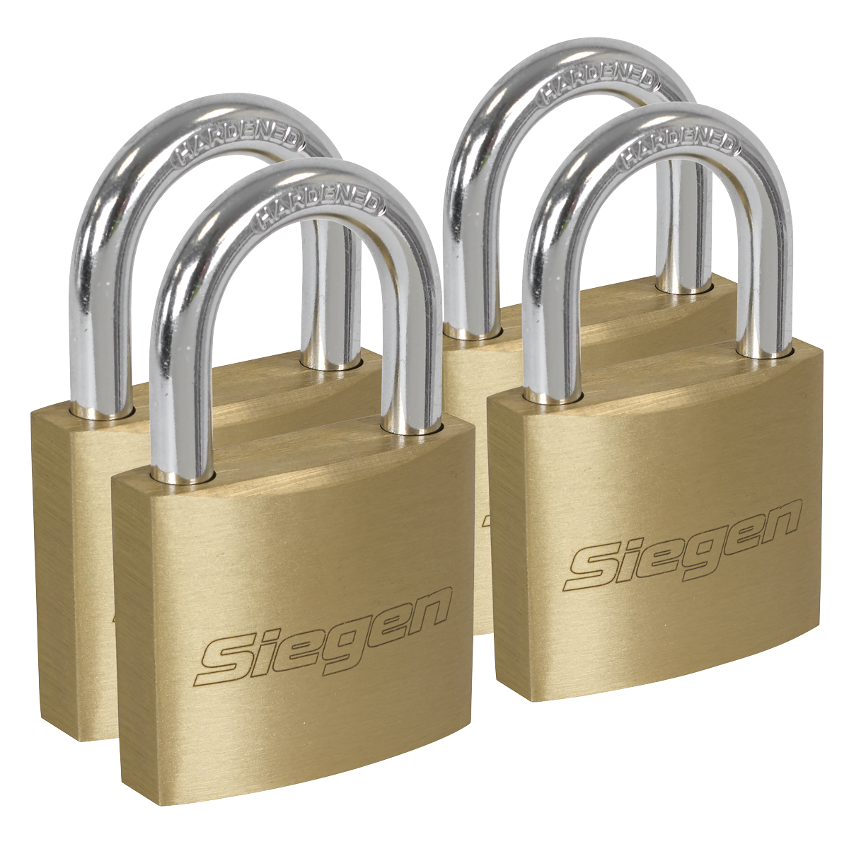 Siegen Brass Body Padlock with Brass Cylinder Keyed Alike - Pack of 4