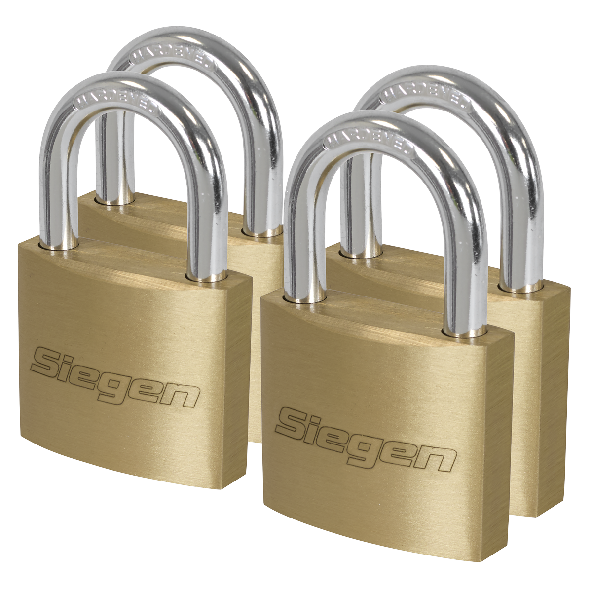 Siegen Brass Body Padlock with Brass Cylinder Keyed Alike - Pack of 4