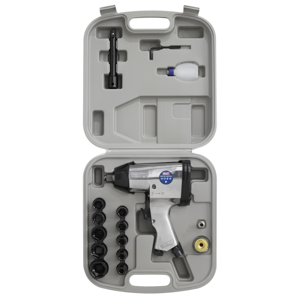 Air Impact Wrench Kit with Sockets 1/2"Sq Drive