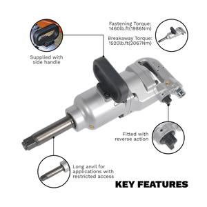 Long Anvil Straight Air Impact Wrench 1"Sq Drive