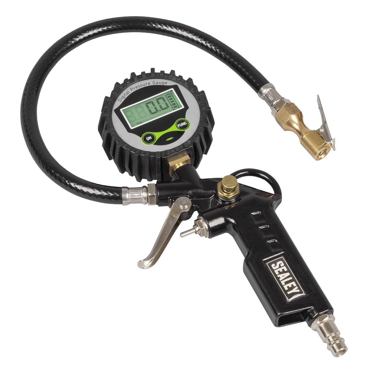 Digital Pistol Grip Tyre Inflator with Clip-On Connector