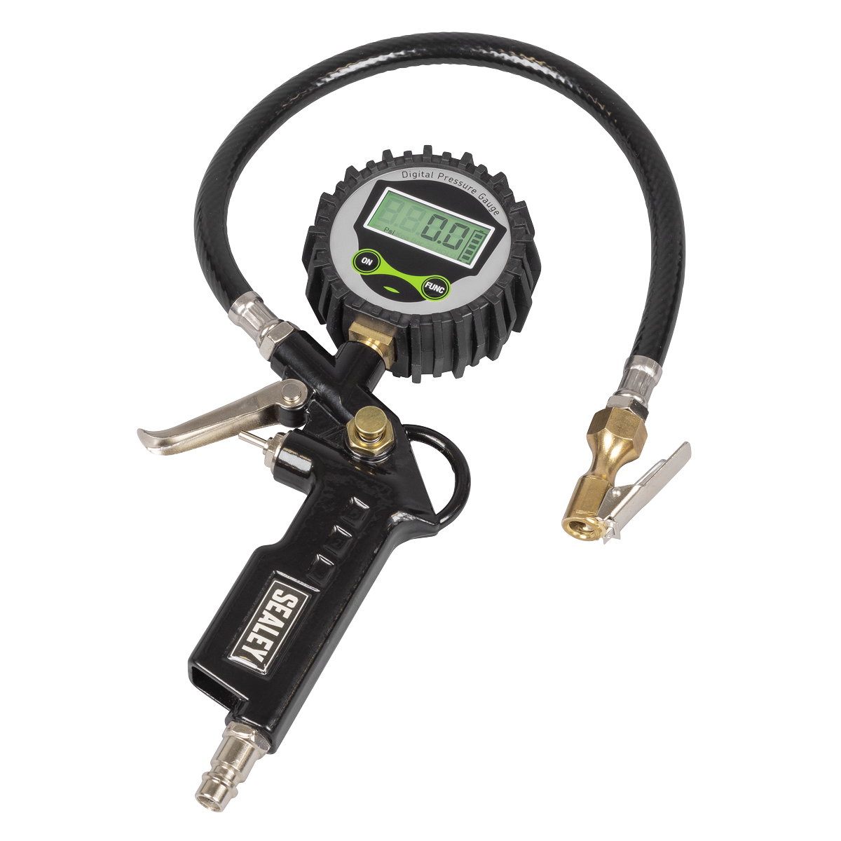 Digital Pistol Grip Tyre Inflator with Clip-On Connector