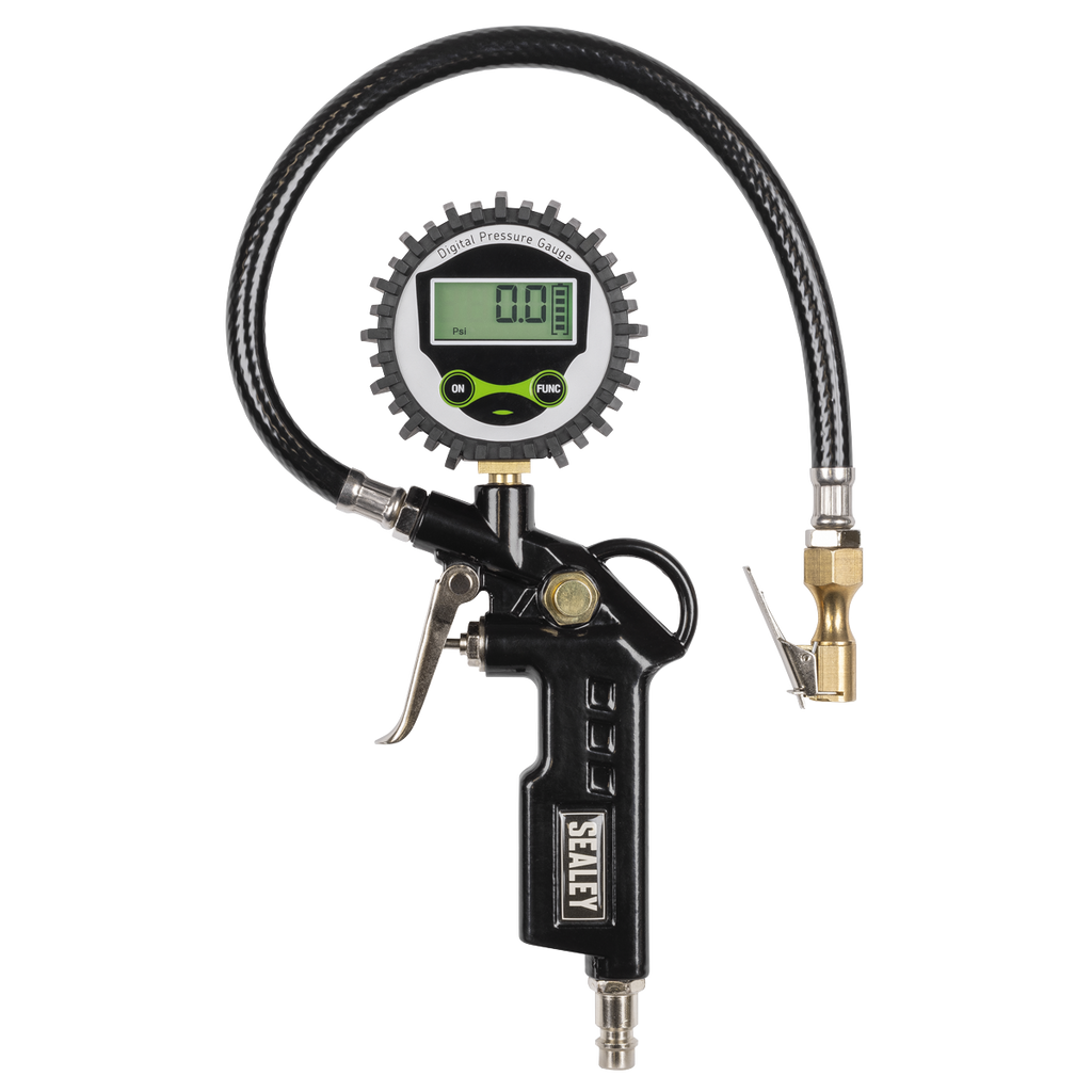 Digital Pistol Grip Tyre Inflator with Clip-On Connector
