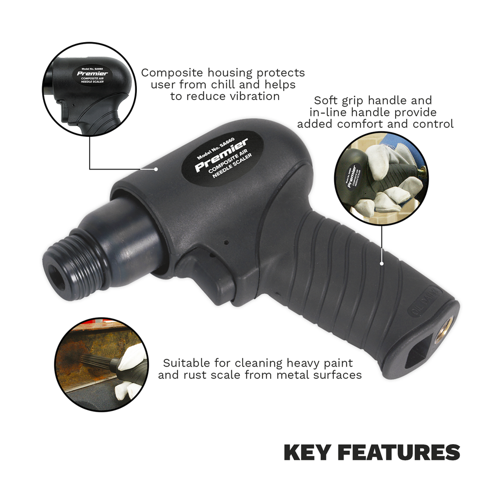 Premier Composite Pistol Type Air Needle Scaler