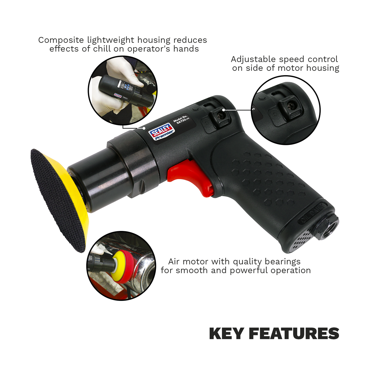 Premier Composite Mini Air Polisher, 75mm (SA722)