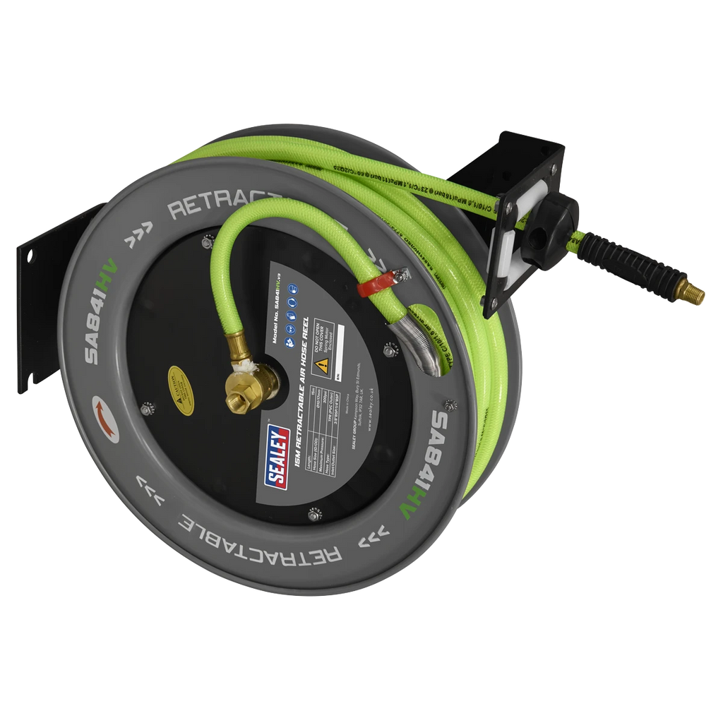 15m Retractable High-Visibility TPR Air Hose with Metal Reel (Factory Refurbished A)