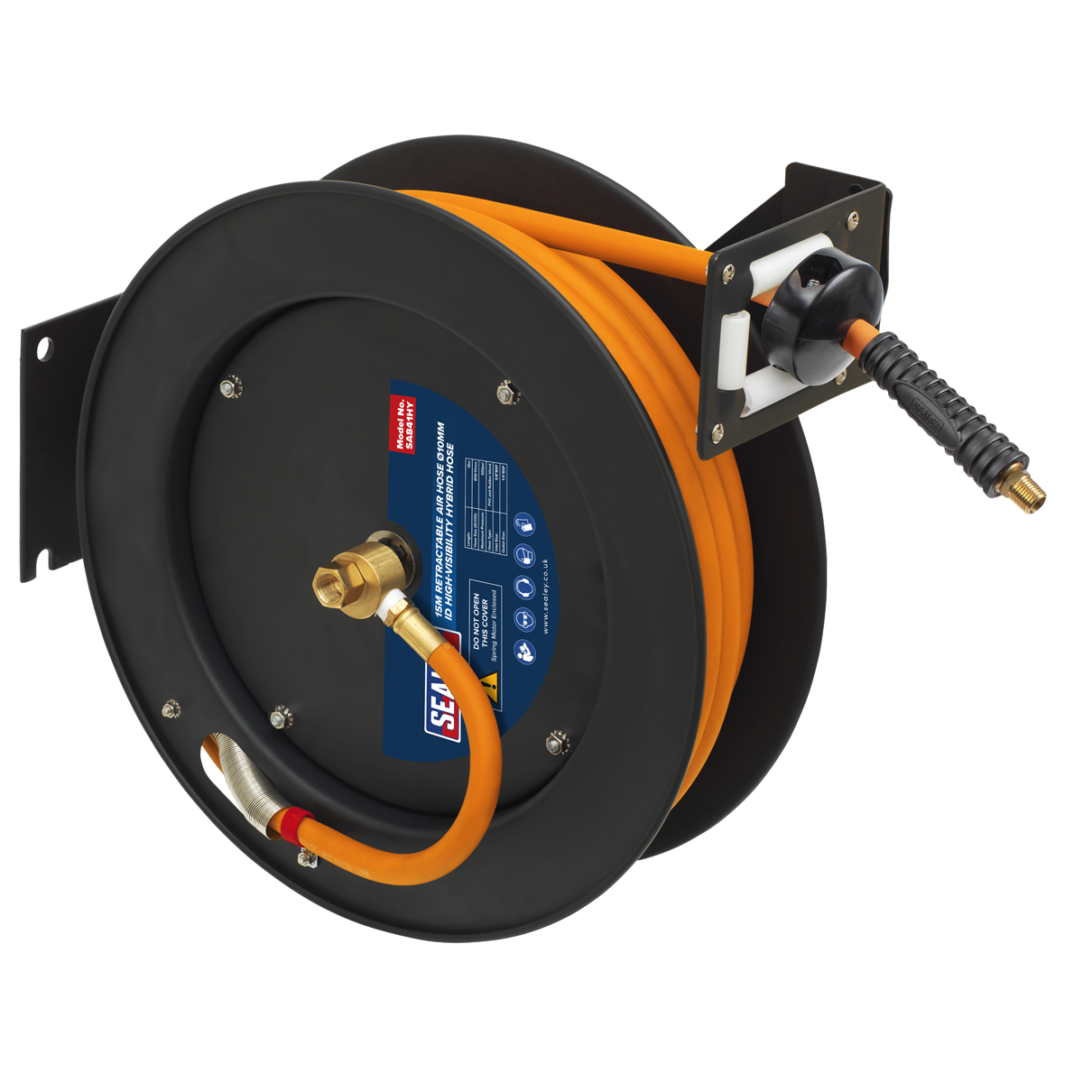 15m Retractable High-Visibility Hybrid Air Hose with Metal Reel 10mm ID
