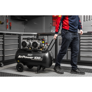 100L Low Noise Direct Drive Oil Free Air Compressor, 2 x 2hp