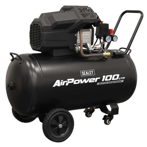 Air Compressor 100L V-Twin Oil Free Direct Drive 3hp