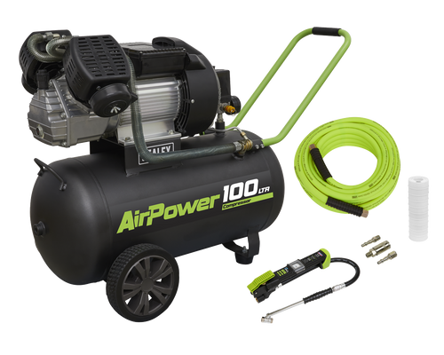 100L Direct Drive V-Twin Air Compressor 3hp with Air Accessory Kit