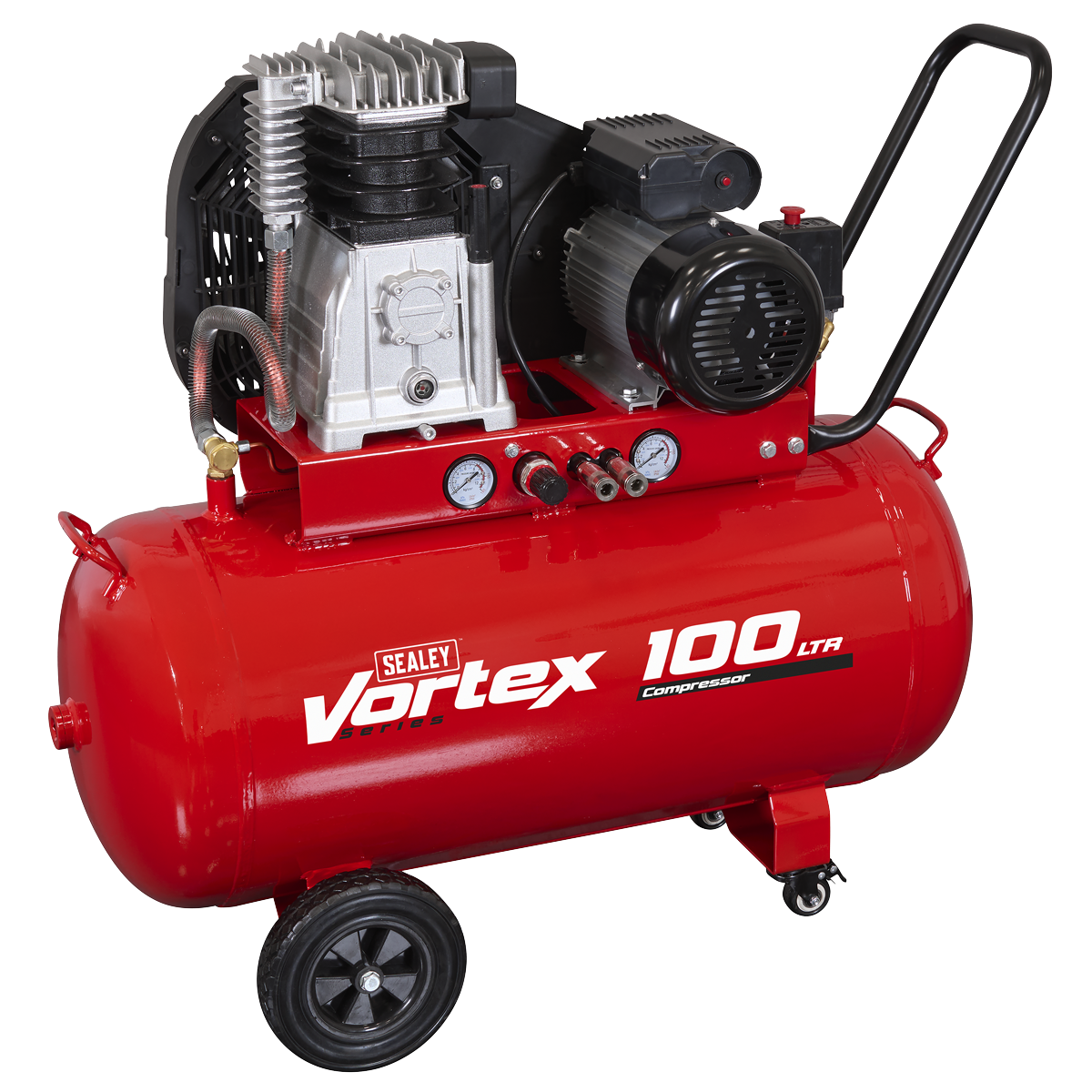 100L Belt Drive Air Compressor with Cast Cylinders & Wheels 3.5hp