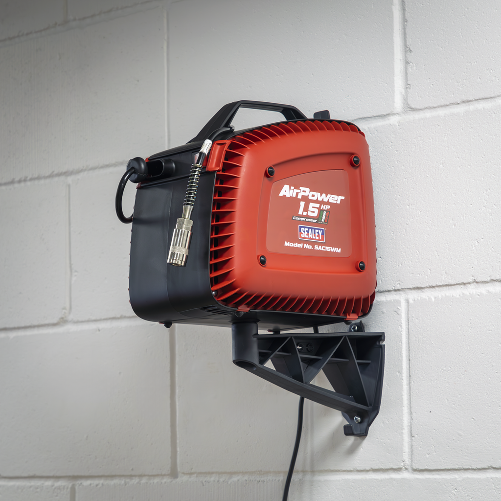 Wall Mounting Oil Free Air Compressor with Retractable Reel, 1.5hp (SAC15WM) (Factory Refurbished C)
