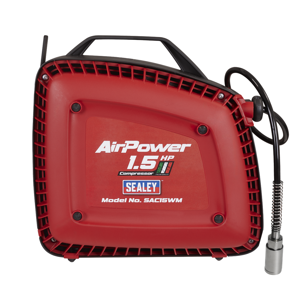 Wall Mounting Oil Free Air Compressor with Retractable Reel, 1.5hp (SAC15WM) (Factory Refurbished C)