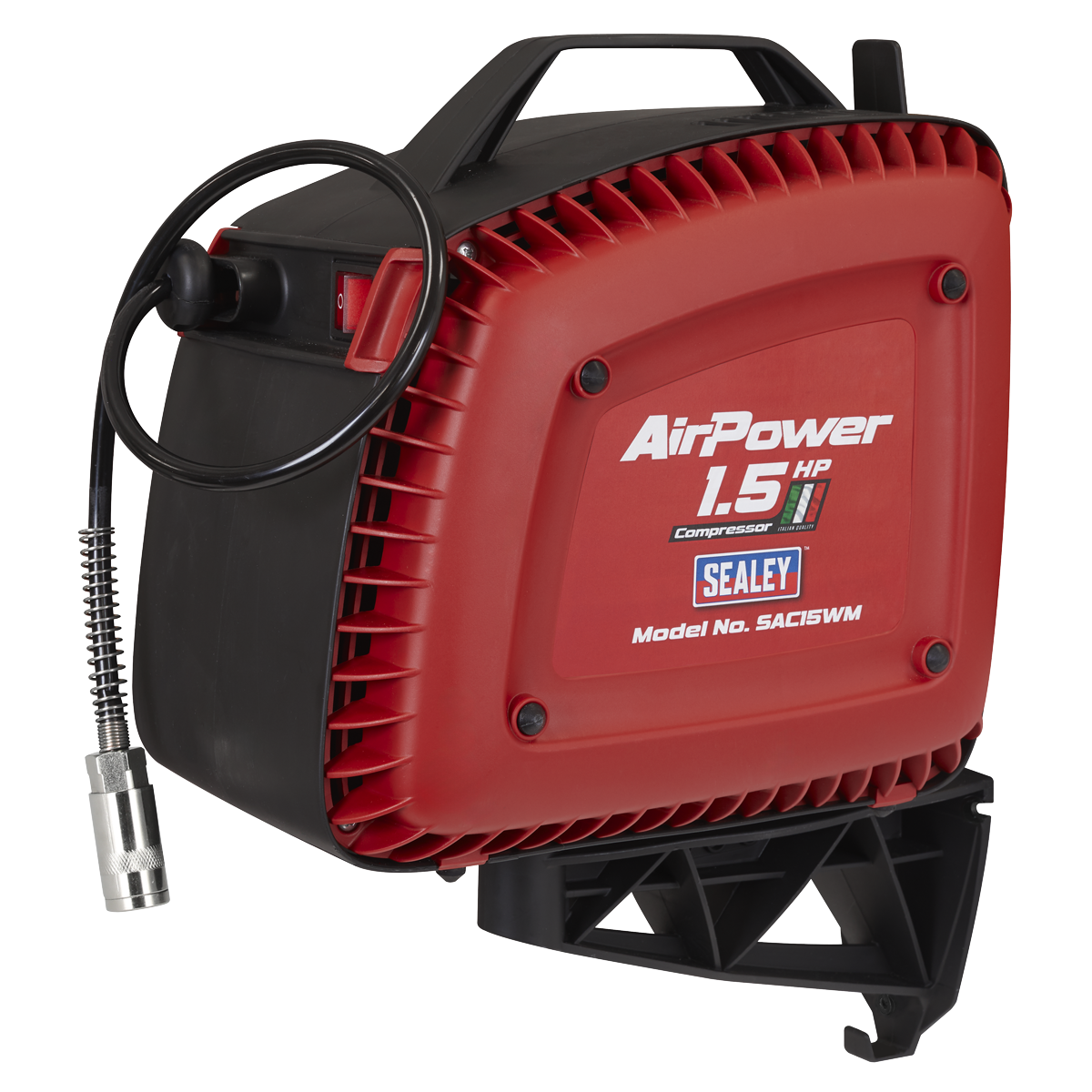 Wall Mounting Oil Free Air Compressor with Retractable Reel, 1.5hp (SAC15WM) (Factory Refurbished C)