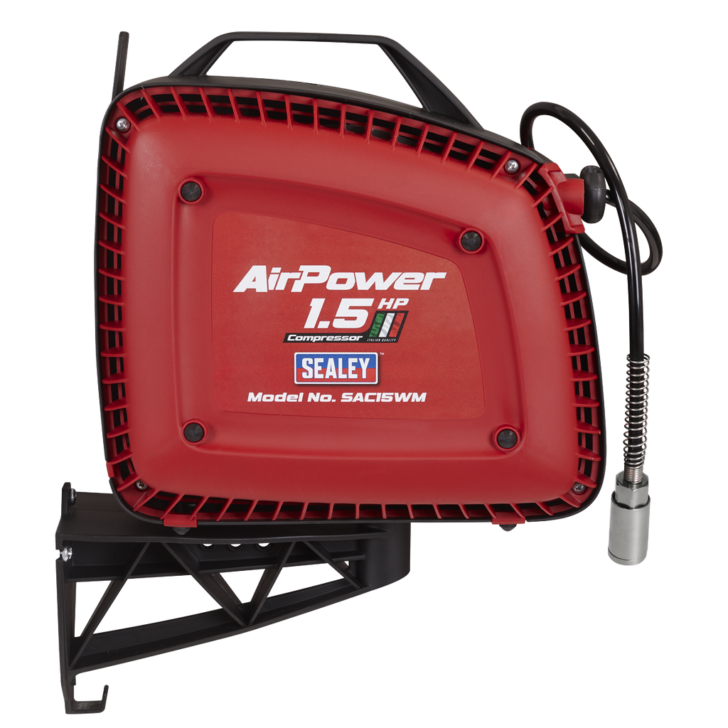 Wall Mounting Oil Free Air Compressor with Retractable Reel, 1.5hp (SAC15WM) (Factory Refurbished C)