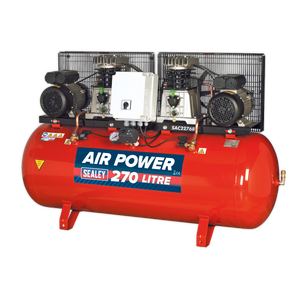 270L Belt Drive Air Compressor with Cast Cylinders 2 x 3hp