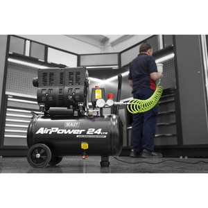 Sealey SAC2400S Oil Free Direct Drive Low Noise Air Compressor, 24 Litre Capacity, 1hp 0.75kW 230V