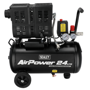 Sealey SAC2400S Oil Free Direct Drive Low Noise Air Compressor, 24 Litre Capacity, 1hp 0.75kW 230V