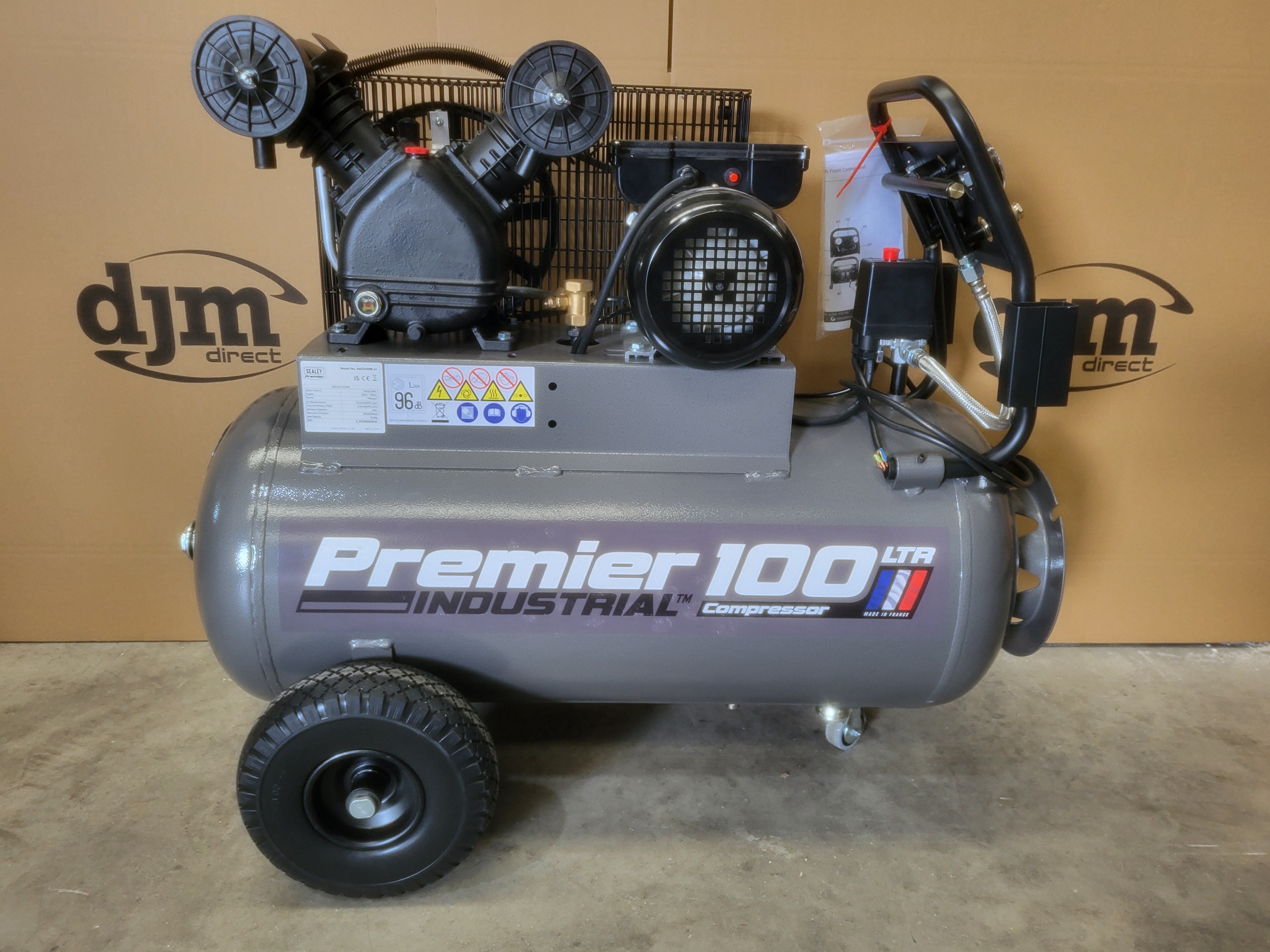 Sealey 100L Belt Drive Air Compressor with Front Control Panel 3hp - B