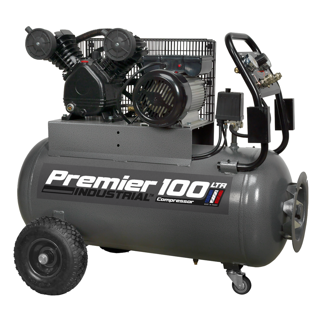 Premier 100L Belt Drive Air Compressor with Front Control Panel 3hp