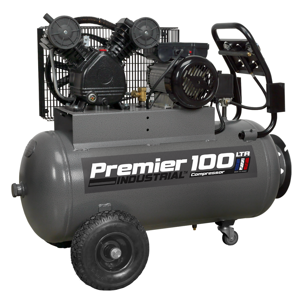Premier 100L Belt Drive Air Compressor with Front Control Panel 3hp