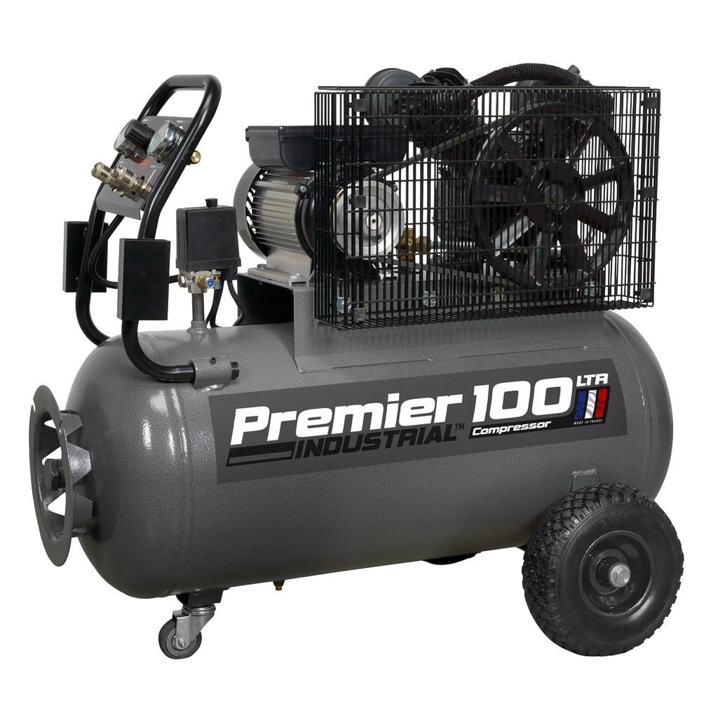 Premier 100L Belt Drive Air Compressor with Front Control Panel 3hp