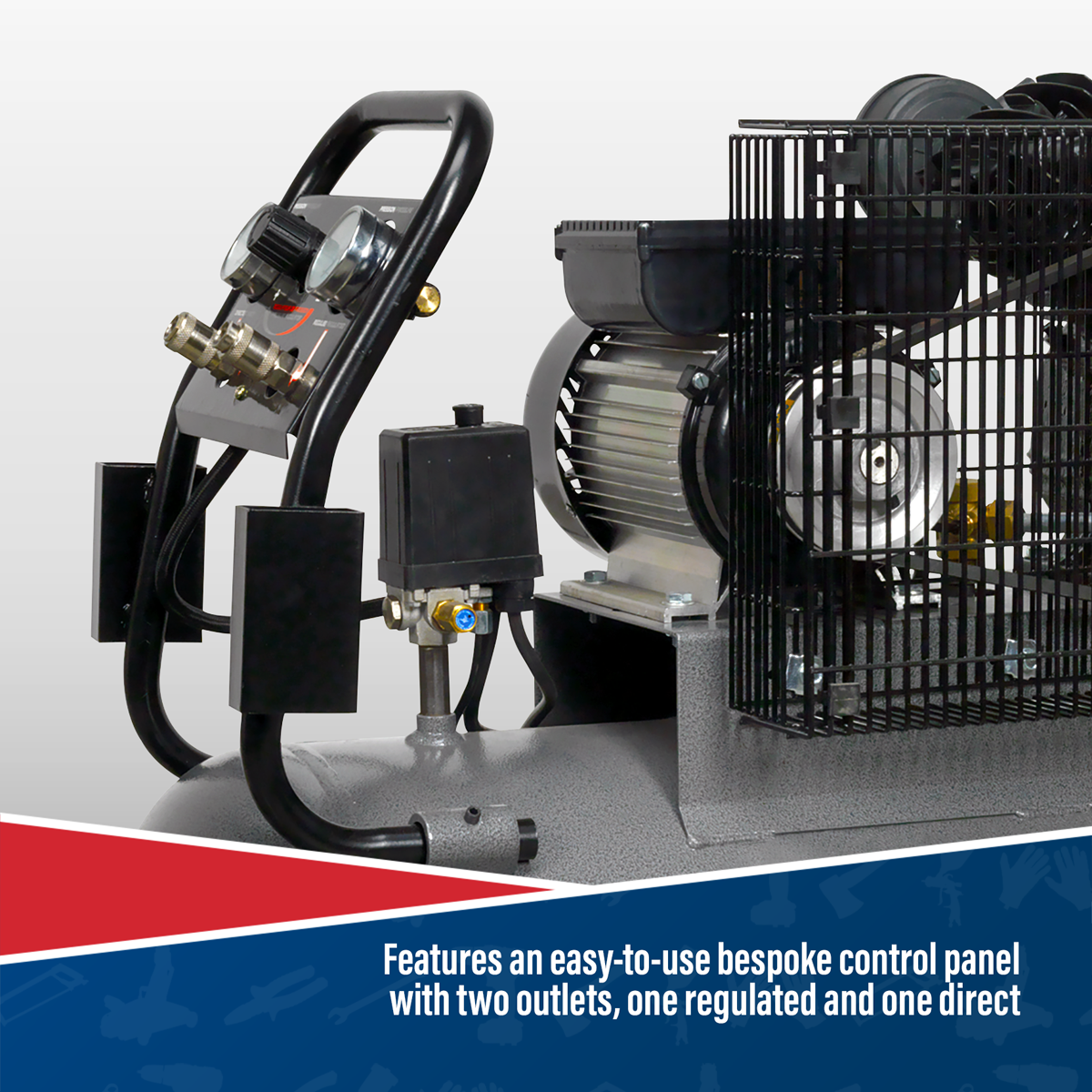 Premier 100L Belt Drive Air Compressor with Front Control Panel 3hp