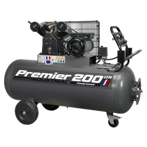 Premier 200L Belt Drive Air Compressor with Front Control Panel 3hp
