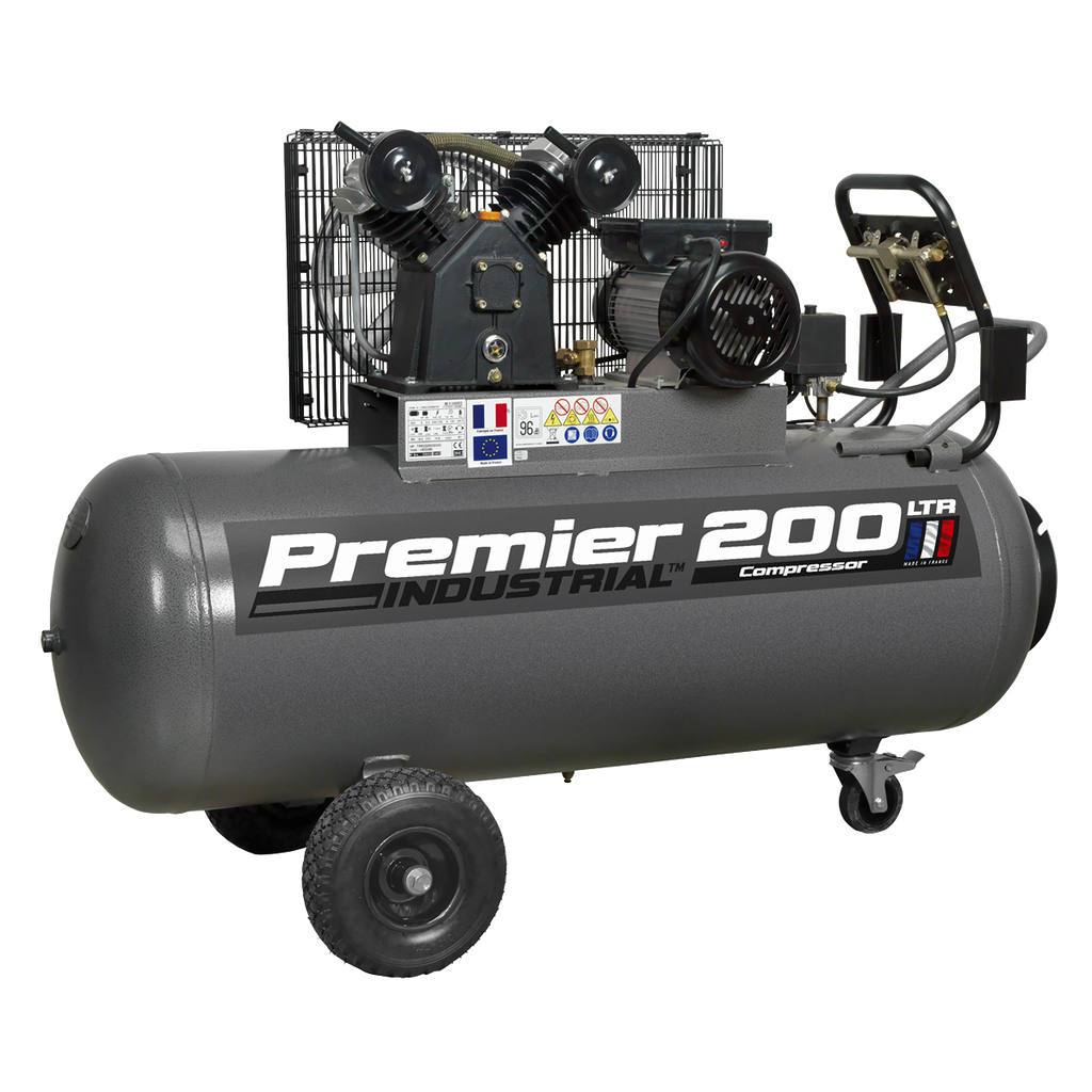 Premier 200L Belt Drive Air Compressor with Front Control Panel 3hp