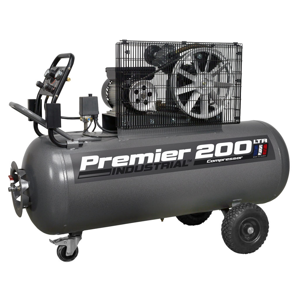 Premier 200L Belt Drive Air Compressor with Front Control Panel 3hp