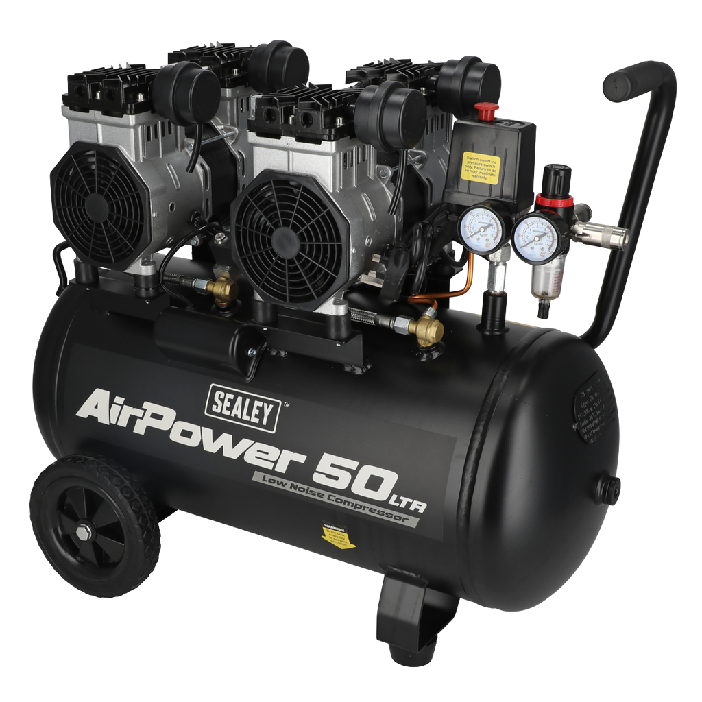 50L Low Noise Oil Free Direct Drive Air Compressor 2 x 2hp