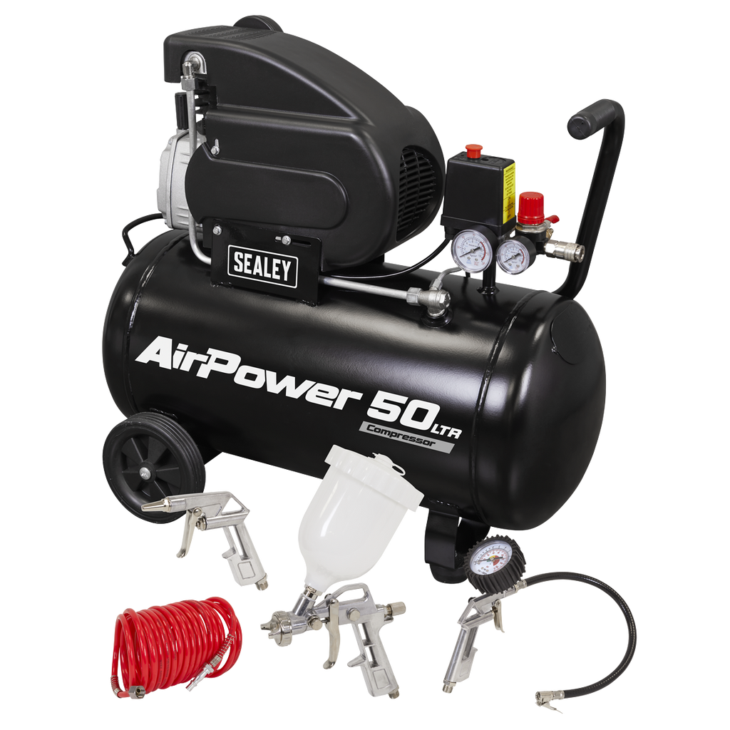 50L Direct Drive Air Compressor with Accessory Kit, 2hp (SAC5020APK) (Factory Refurbished B)