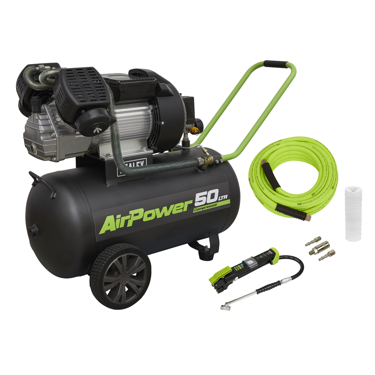 50L V-Twin Direct Drive Air Compressor 3hp with Air Accessory Kit