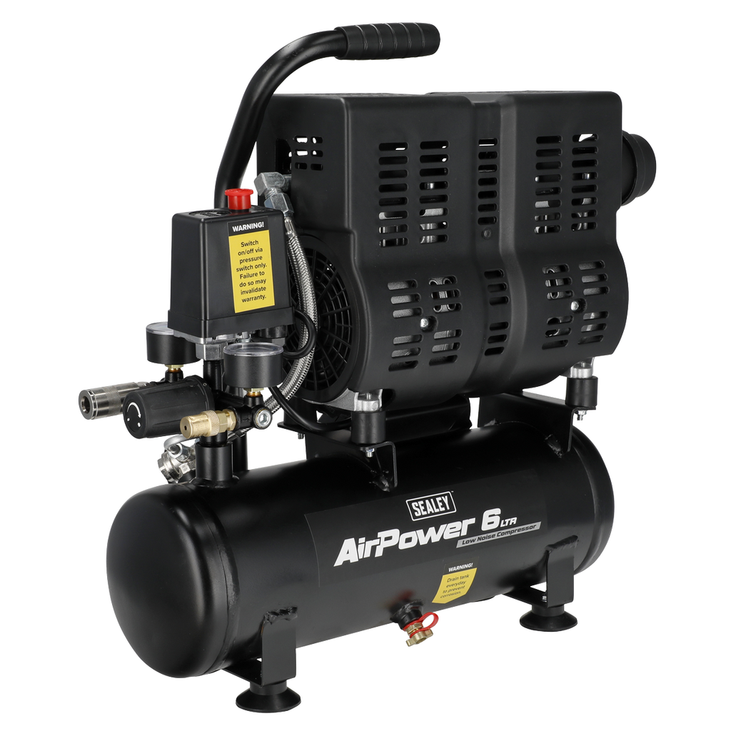 6L Low Noise Direct Drive Oil Free Air Compressor, 1hp (SAC6000S)
