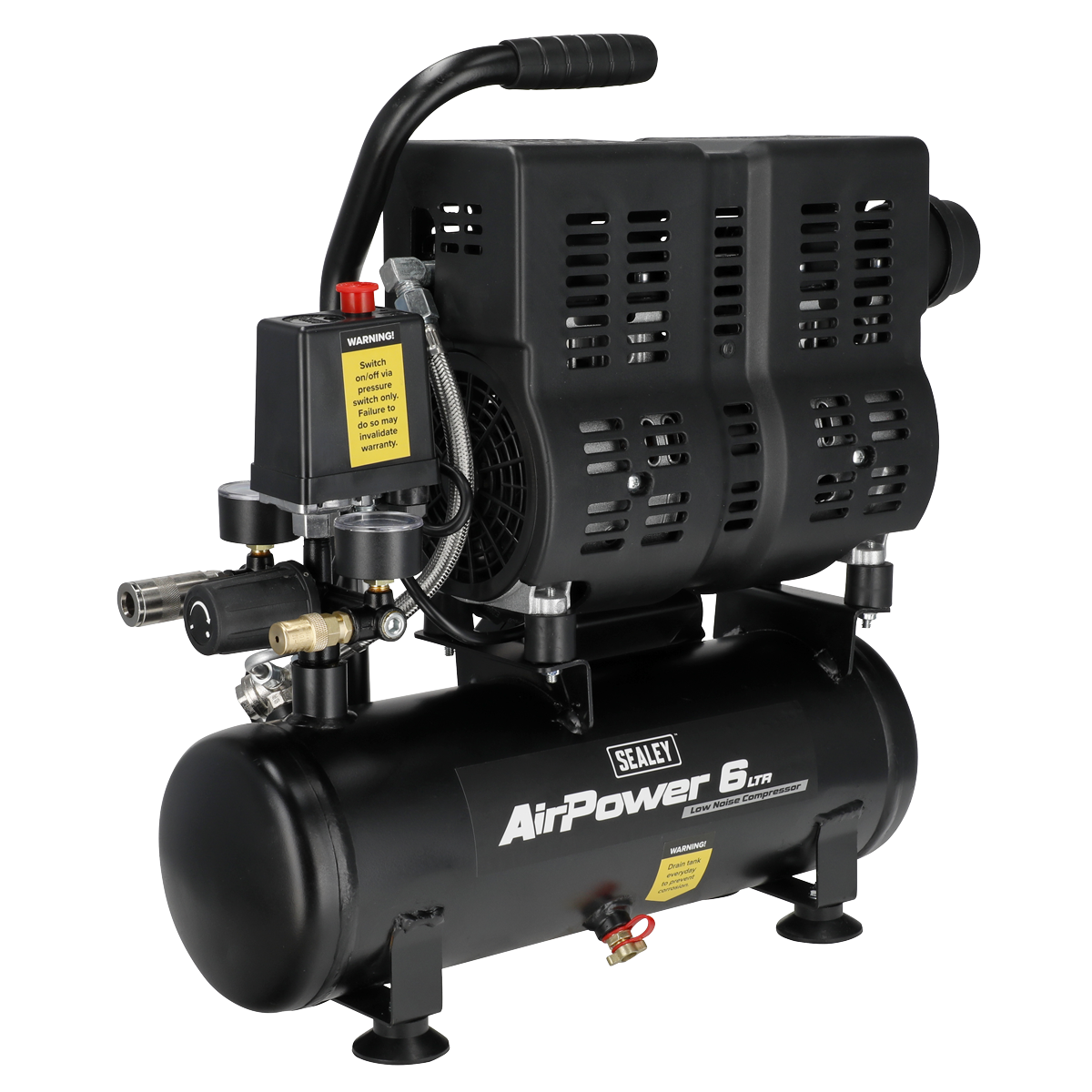 6L Oil Free Low Noise Direct Drive Air Compressor 1hp