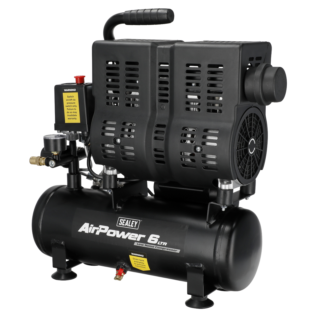 6L Low Noise Direct Drive Oil Free Air Compressor, 1hp (SAC6000S)