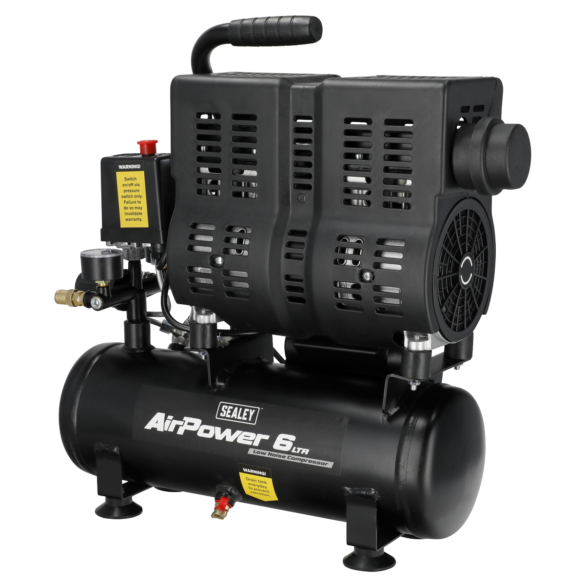 6L Oil Free Low Noise Direct Drive Air Compressor 1hp
