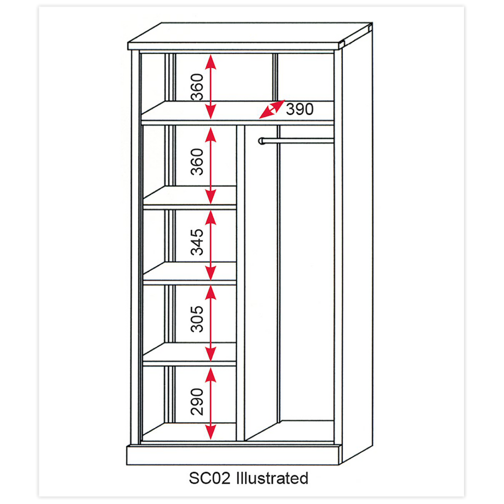 Floor Cabinet 2 Door 4 Shelf & Hanging Rail