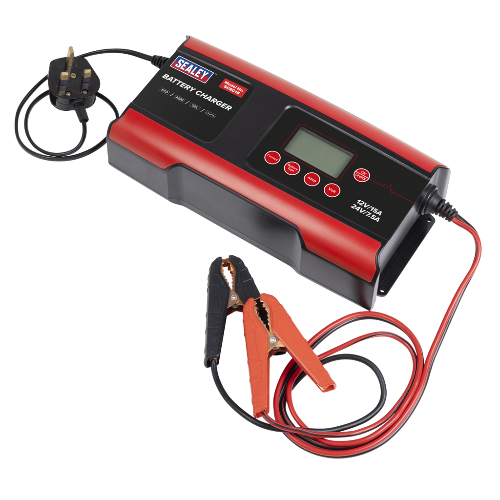 12/24V Compact Smart Battery Charger & Maintainer, 15A (SCBC15)