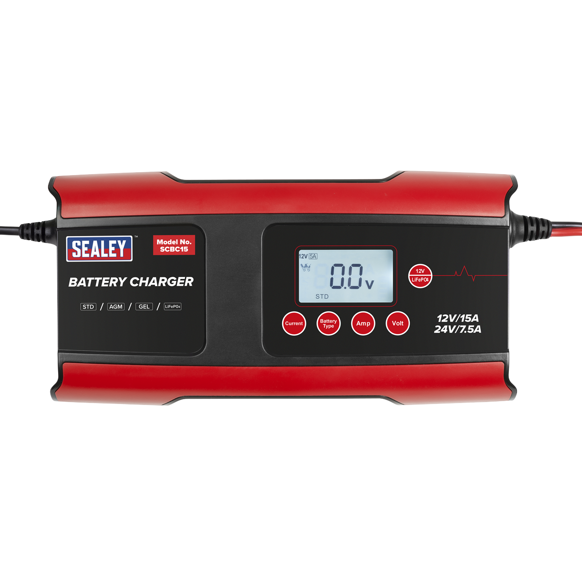 12/24V Compact Smart Battery Charger & Maintainer, 15A (SCBC15)