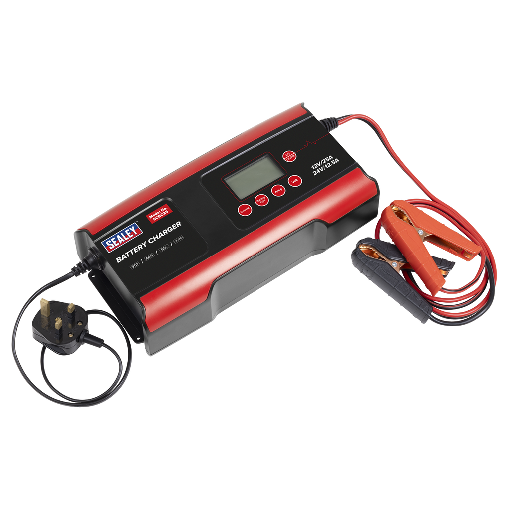 12/24V Compact Smart Battery Charger & Maintainer, 25A (SCBC25)